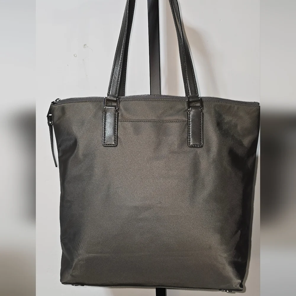 Michael Kors Charcoal Ariana Nylon Leather-Trimmed Tote With Bag